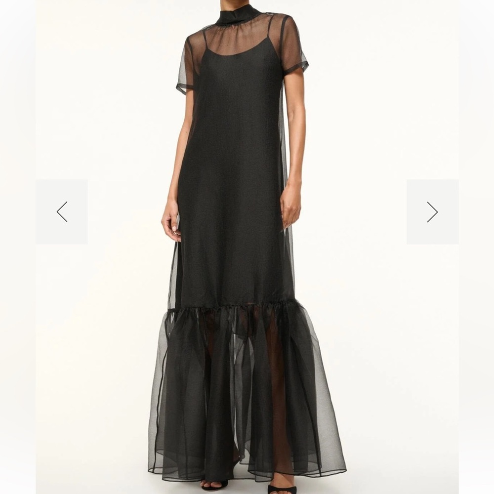 STAUD Black organza Calluna Dress